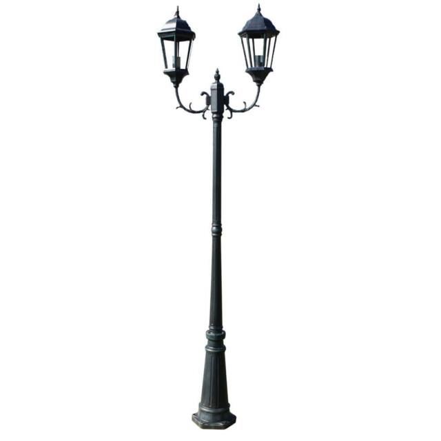 Berkfield Home Garden Light Post 2-arms 230 cm Dark Green/Black Aluminium in Green - image 1