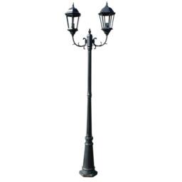 Berkfield Home Garden Light Post 2-arms 230 cm Dark Green/Black Aluminium in Green - thumbnail 1