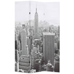 Berkfield Home Folding Room Divider 120x170 cm New York by Day Black & White - thumbnail 2