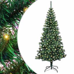 Berkfield Home Elegant Artificial Pre-lit Christmas Tree Green 180 cm PVC & Metal - thumbnail 3