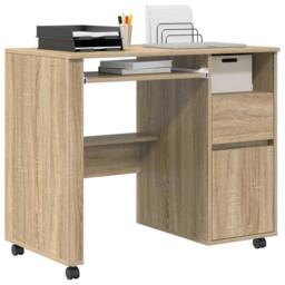 Berkfield Home Sonoma Oak Desk Sonoma Oak Engineered Wood Medium Sonoma Oak Desk in Light Tan