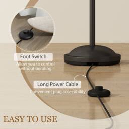 HOMCOM Modern Floor Lamp for Living Room Bedroom 3 Light Upright in Black - thumbnail 5