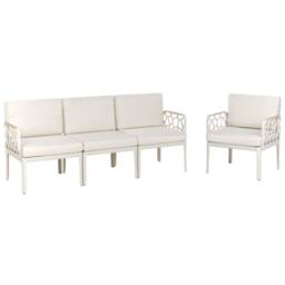 Wyld and Coco Convertible 4-Seater Garden Sofa Set - Light Beige Cushions - thumbnail 5