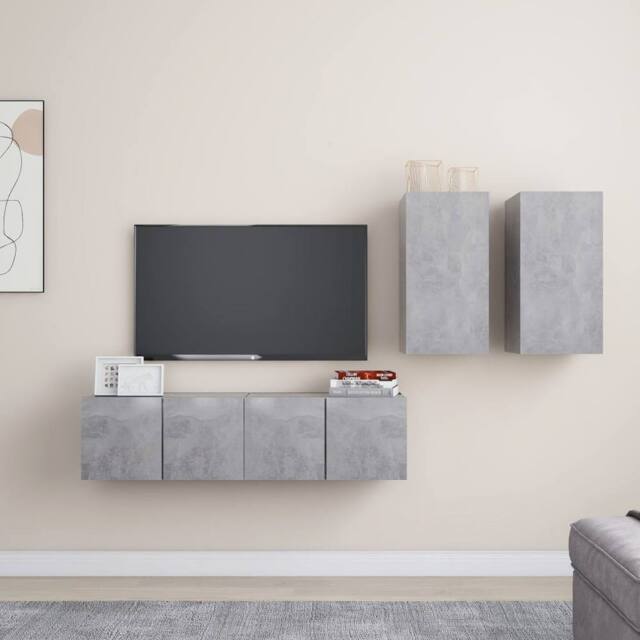 Berkfield Home 4 Piece TV Cabinet Set Concrete Grey Engineered Wood - image 1