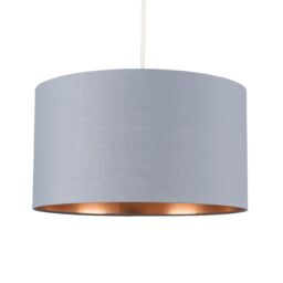 ValueLights Reni Grey with Metallic Copper Inner Easy Fit Ceiling Lamp Shade in Pale Grey - Size: Large - thumbnail 2