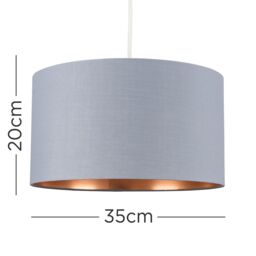 ValueLights Reni Grey with Metallic Copper Inner Easy Fit Ceiling Lamp Shade in Pale Grey - Size: Large - thumbnail 5