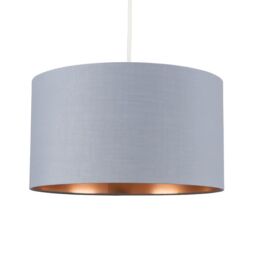 ValueLights Reni Grey with Metallic Copper Inner Easy Fit Ceiling Lamp Shade in Pale Grey - Size: Large - thumbnail 8