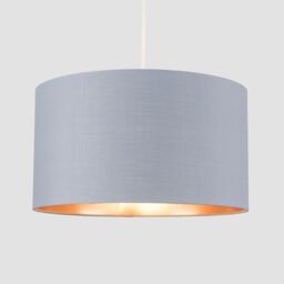 ValueLights Reni Grey with Metallic Copper Inner Easy Fit Ceiling Lamp Shade in Pale Grey - Size: Large - thumbnail 3