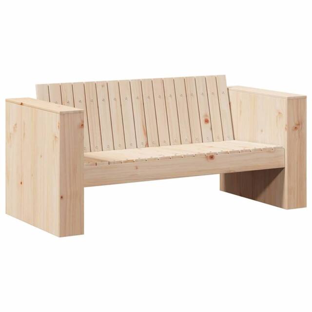 Berkfield Home Garden Sofa 2-Seater 134x60x62 cm Solid Wood Pine in Natural - Size: 134 x 60 x 62 cm - image 1
