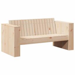 Berkfield Home Garden Sofa 2-Seater 134x60x62 cm Solid Wood Pine in Natural - Size: 134 x 60 x 62 cm - thumbnail 1