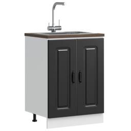 Berkfield Home Sink Base Cabinet Kalmar Black 60x46x81.5 cm Engineered Wood - thumbnail 2