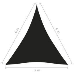 Berkfield Home Sunshade Sail Oxford Fabric Triangular 5x6x6 m Black - thumbnail 6