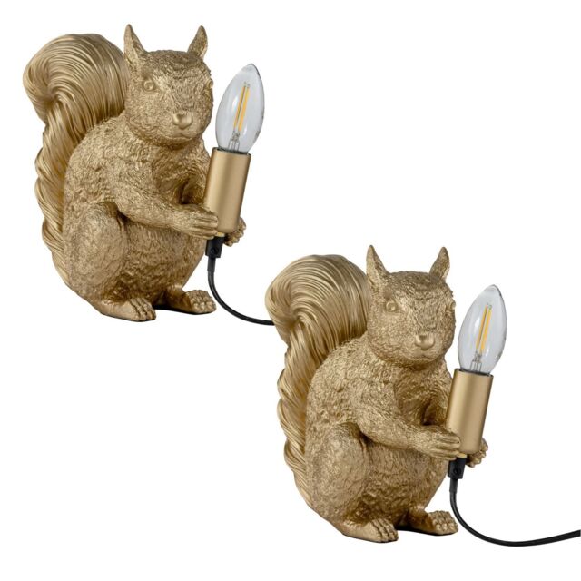 First Choice Lighting Set of 2 Squirrel - Gold Squirrel Table Lamps - image 1