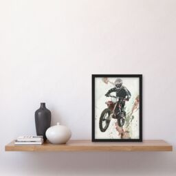 "Artery8 Motocross Racer Sport Action Shot Watercolour Framed Art Print in Grey - Size: W12"" x H16""" - thumbnail 4