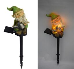 Leaper Solar Garden Cartoon Resin Dwarf Genie Lights in Green - thumbnail 1