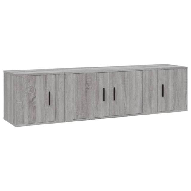 Berkfield Home 3 Piece TV Cabinet Set Grey Sonoma Engineered Wood - image 1