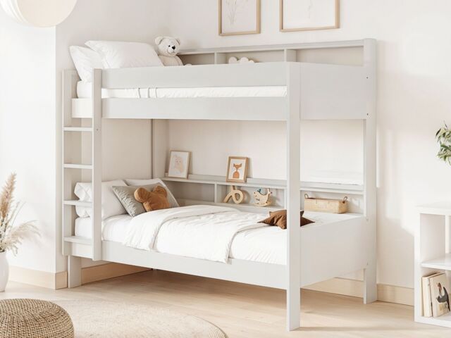 Noomi Bodie Wooden Bunk Bed in White - Size: EU Single - image 1