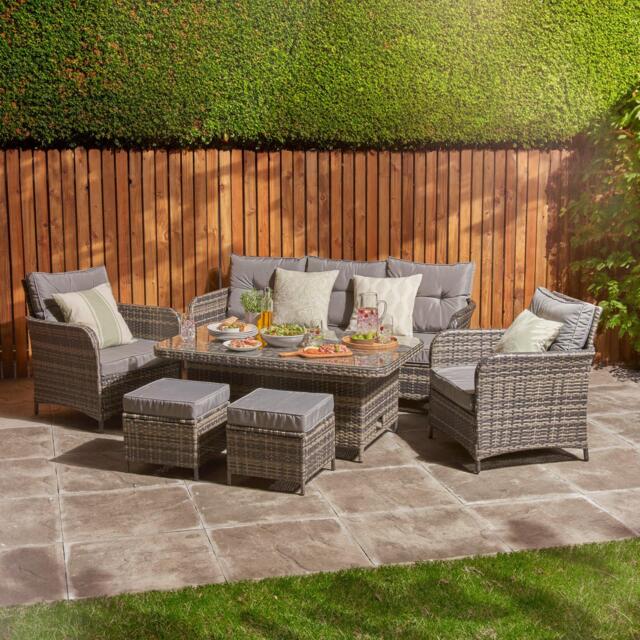 Outdoor Dining Set Rattan Garden Furniture Patio Table Chairs Sofa Stools