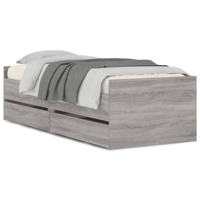 Berkfield Home Bed Frame with Drawers without Mattress Grey Sonoma 100x200 cm - image 1