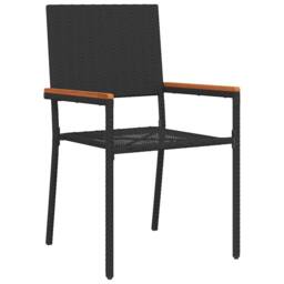 Berkfield Home Outdoor Chairs 4 pcs PE rattan, Solid acacia wood in Black - thumbnail 4