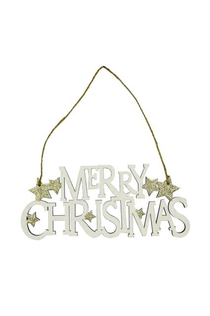 Neel Blue Wooden Christmas Table Sign - Merry Christmas Sign & Xmas Tabletop Centrepiece in Natural - image 1