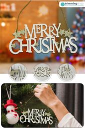 Neel Blue Wooden Christmas Table Sign - Merry Christmas Sign & Xmas Tabletop Centrepiece in Natural - thumbnail 5