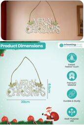 Neel Blue Wooden Christmas Table Sign - Merry Christmas Sign & Xmas Tabletop Centrepiece in Natural - thumbnail 2