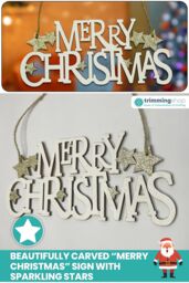 Neel Blue Wooden Christmas Table Sign - Merry Christmas Sign & Xmas Tabletop Centrepiece in Natural - thumbnail 4