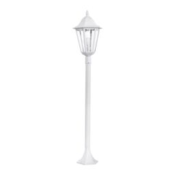 Loops IP44 Outdoor Bollard Light White Aluminium Lantern 1 x 60W E27 Tall Lamp Post - thumbnail 1