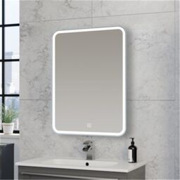 Clifton 80cm Tall Rectangular (Rounded) LED Bathroom Mirror with Demister Pad in Natural