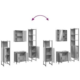 Berkfield Home Stylish 4 Piece Bathroom Cabinet Set Grey Sonoma Engineered Wood - thumbnail 9