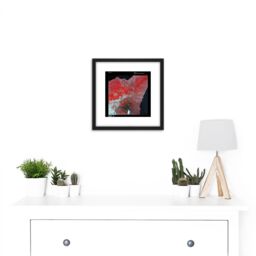 Artery8 Science Map Satellite Mount Etna Volcano Sicily Replica 8X8 Inch Square Wooden Framed Wall Art Print Picture with Mount in Black - thumbnail 2