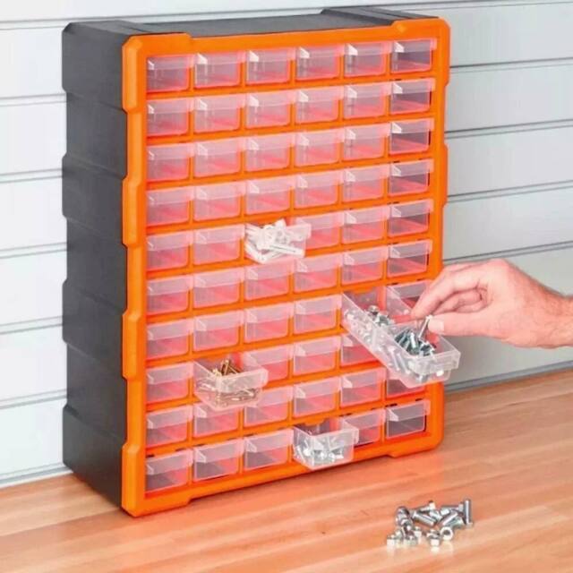 KORVIXA 60 Drawers DIY Storage Organiser Craft Box in Orange - Size: 500mm - image 1