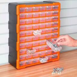 KORVIXA 60 Drawers DIY Storage Organiser Craft Box in Orange - Size: 500mm