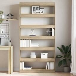 Berkfield Home Bookcase Sonoma Oak Engineered Wood 100 x 30 x 198 cm Shelving in Brown - thumbnail 4