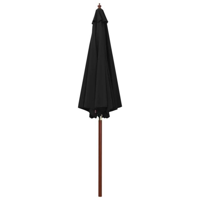 Berkfield Home Parasol with Wooden Pole 300x258 cm Black - image 1