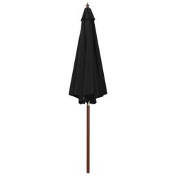 Berkfield Home Parasol with Wooden Pole 300x258 cm Black - thumbnail 1