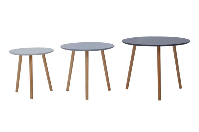 Durable Set of 3 Round Tables, Triangular Coffee Tables Set, Long Lasting Rounded Top Wood Table for Indoor - image 1