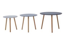 Durable Set of 3 Round Tables, Triangular Coffee Tables Set, Long Lasting Rounded Top Wood Table for Indoor - thumbnail 1