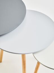 Orsina Durable Set of 3 Round Tables, Triangular Coffee Tables Set, Long Lasting Rounded Top Wood Table for Indoor in Grey - thumbnail 5