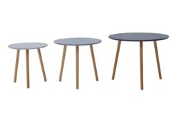Orsina Durable Set of 3 Round Tables, Triangular Coffee Tables Set, Long Lasting Rounded Top Wood Table for Indoor in Grey - thumbnail 7