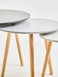Orsina Durable Set of 3 Round Tables, Triangular Coffee Tables Set, Long Lasting Rounded Top Wood Table for Indoor in Grey - thumbnail 6