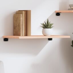 Berkfield Home Wall Shelf 60x30x2 cm Untreated Solid Wood Oak in Brown - Size: 60 x 30 x 2 cm