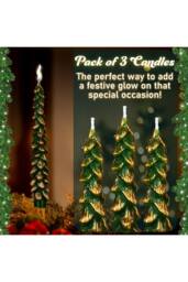 Deco Express Christmas Tree Candles Set of 3 Dinner Candles 7 Hr Burn Xmas Gift Set in Green - thumbnail 5