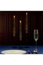 Deco Express Christmas Tree Candles Set of 3 Dinner Candles 7 Hr Burn Xmas Gift Set in Green - thumbnail 4