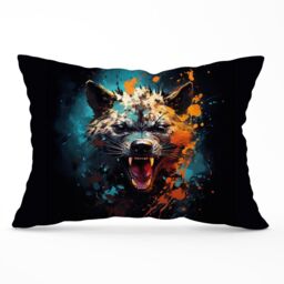 Warren Reed - Designer Splashart Angry Hyena Face Cushions in Blue - Size: 60 cm x 60 cm - thumbnail 1