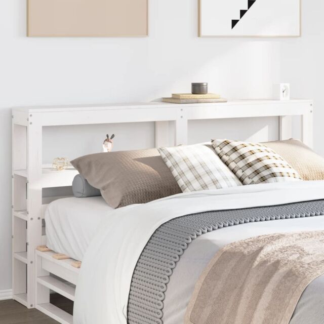 Berkfield Home Headboard with Shelves White 120 cm Solid Wood Pine - image 1