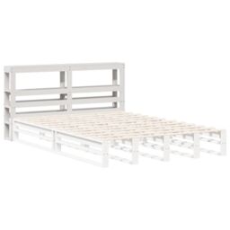 Berkfield Home Headboard with Shelves White 120 cm Solid Wood Pine - thumbnail 4