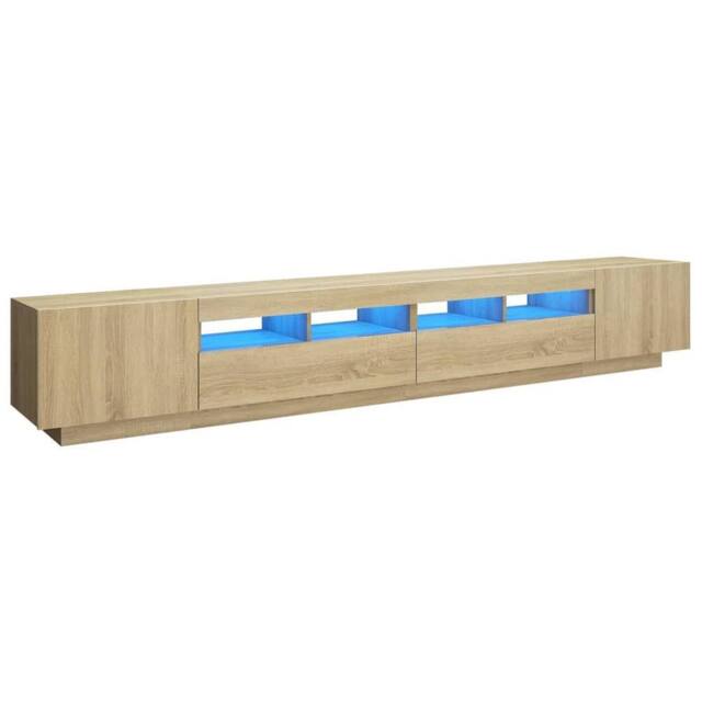 Berkfield Home TV Cabinet with LED Lights Sonoma Oak 260x35x40 cm in Light Oak - Size: 260 x 35 x 40 cm - image 1