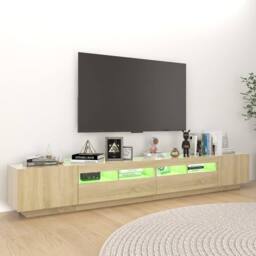 Berkfield Home TV Cabinet with LED Lights Sonoma Oak 260x35x40 cm in Light Oak - Size: 260 x 35 x 40 cm - thumbnail 5